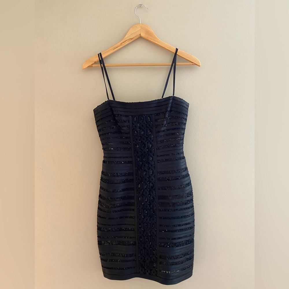 Black textured cocktail dress